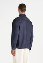 Andy - Unisex Suede Long Sleeve Shirt - Navy