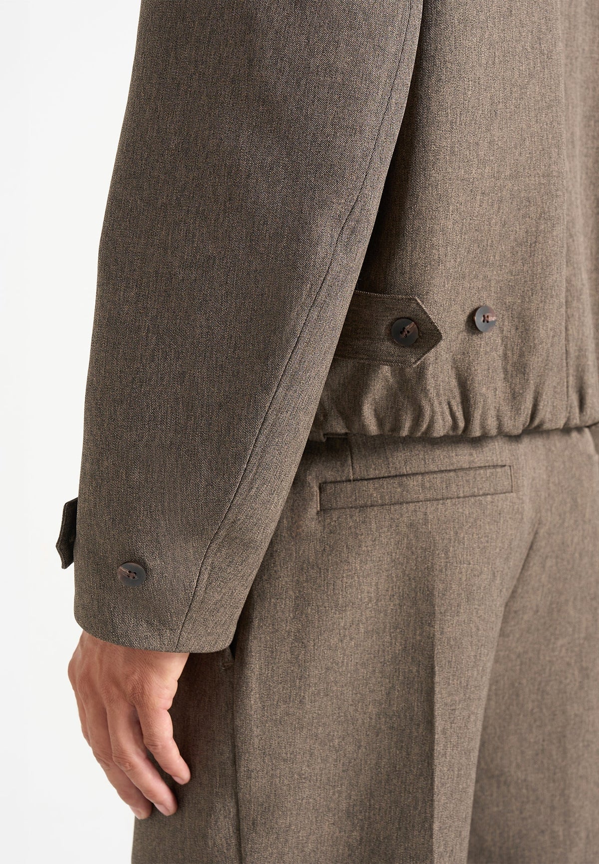 Cameron - Unisex Oversized Textured Tailored Bomber Jacket - Taupe