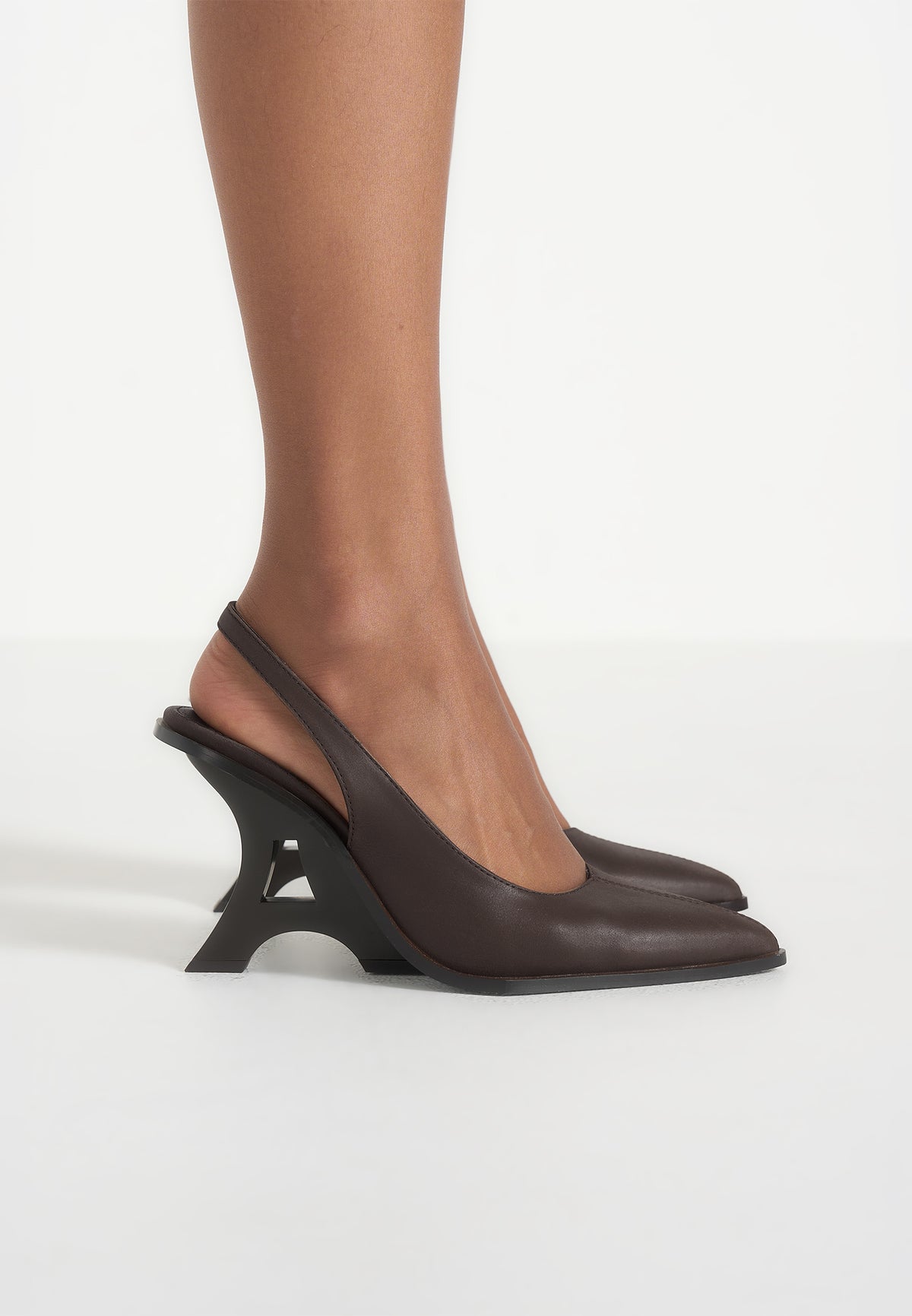 Sling Back Eiffel Heel - Brown