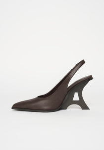 Sling Back Eiffel Heel - Brown