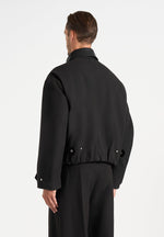 Cameron - Unisex Oversized Tailored Wool-Blend Bomber Jacket - Black