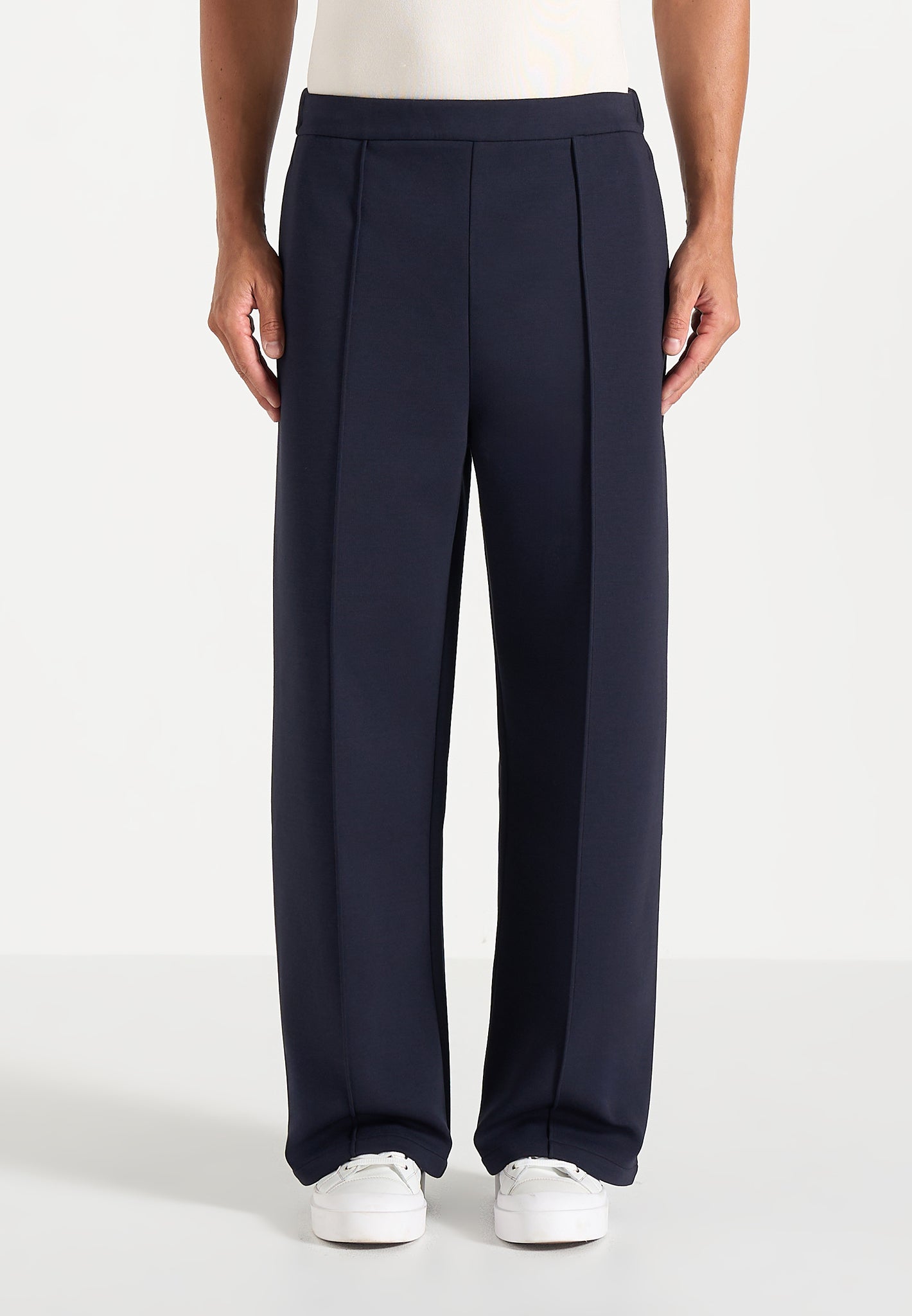 Jerome - Wide Leg Neoprene Pants - Navy