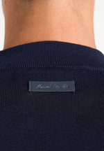 KW003 - Fitted Mock Neck Wool-Blend Jumper - Navy