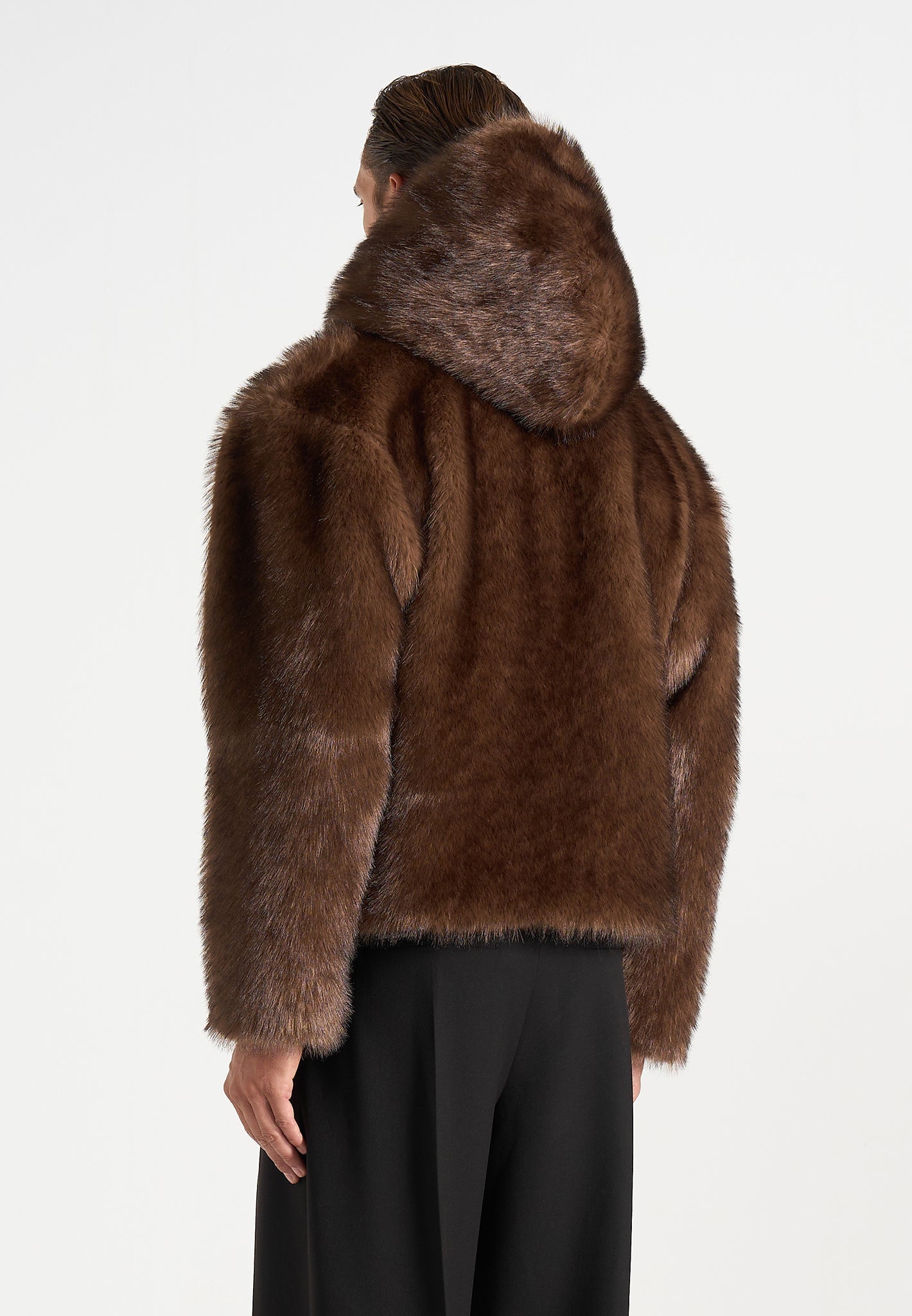 Ryan - Fur Hooded Jacket - Brown