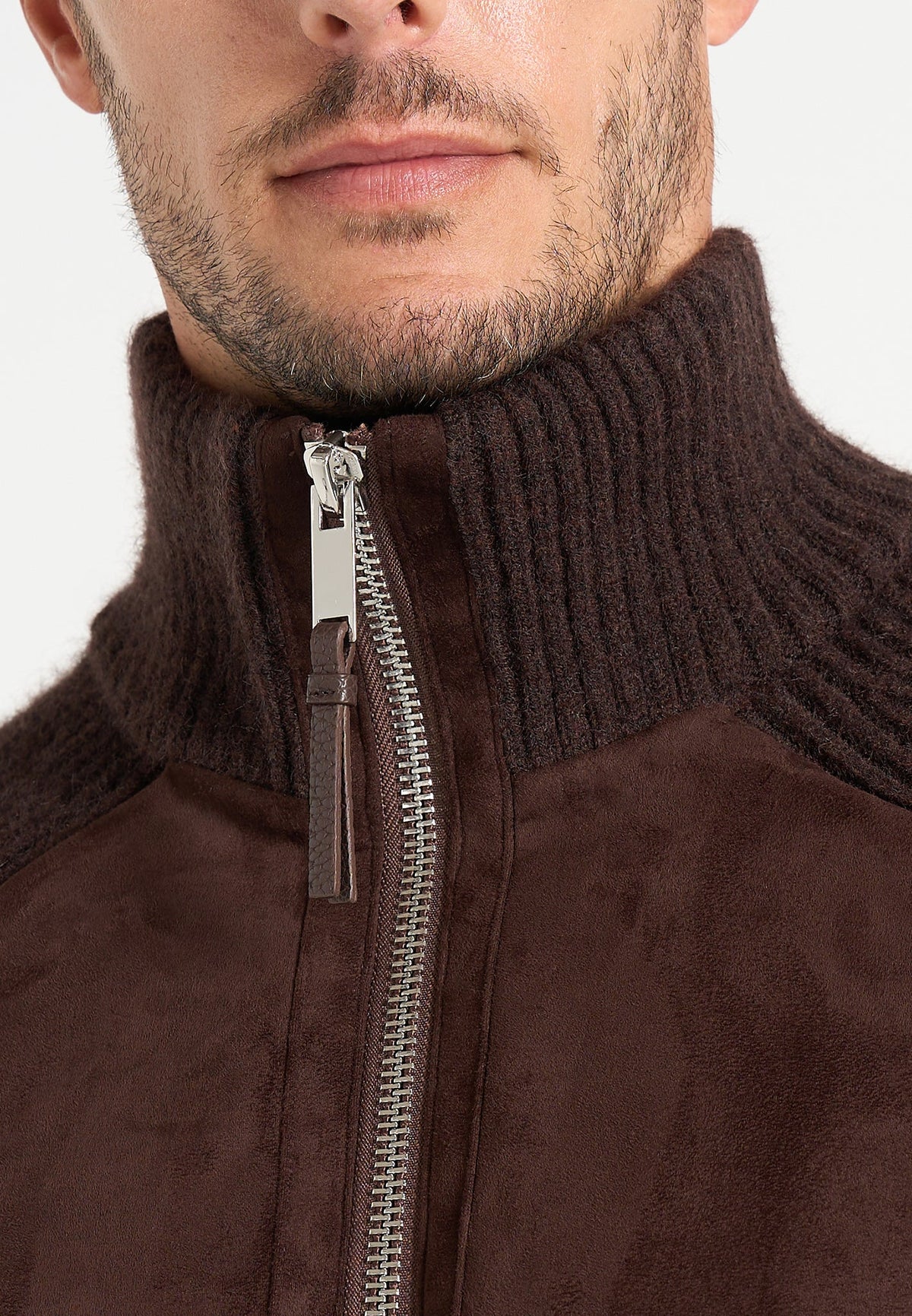 Rami - Suede & Knit Jacket - Brown