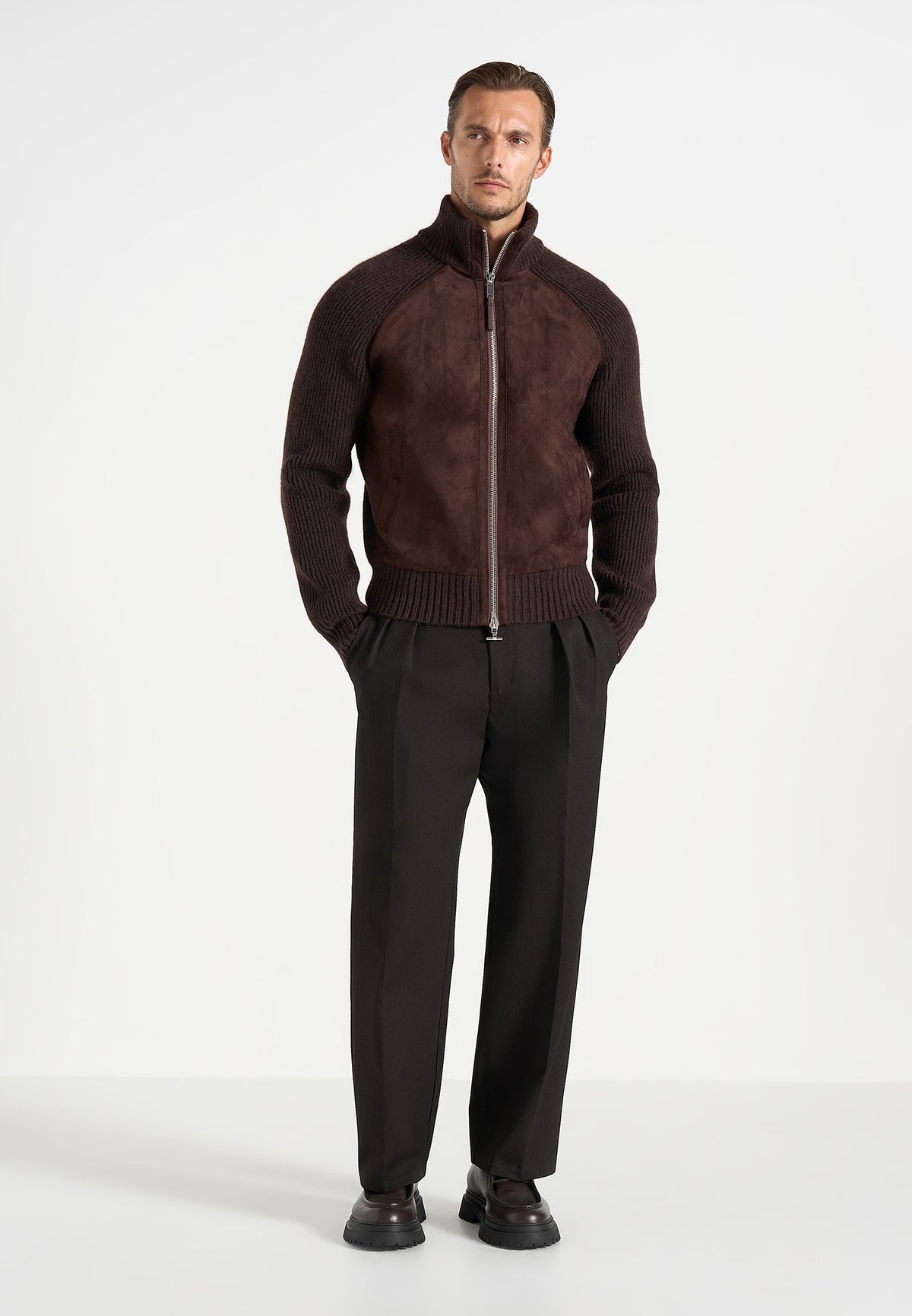 Rami - Suede & Knit Jacket - Brown
