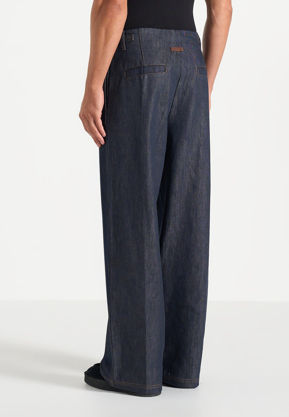 Lior - Box Pleat Wide Leg Denim Jeans - Indigo