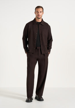 Valentin - Classic Tailored Wool-Blend Long Sleeve Shirt - Brown