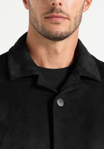 Michel - Suede Jacket With Revere Collar - Black