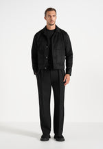 Michel - Suede Jacket With Revere Collar - Black