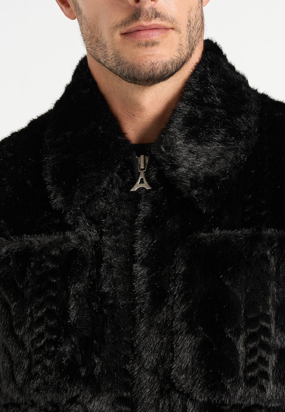 David - Plush Cable Embossed Jacket - Black