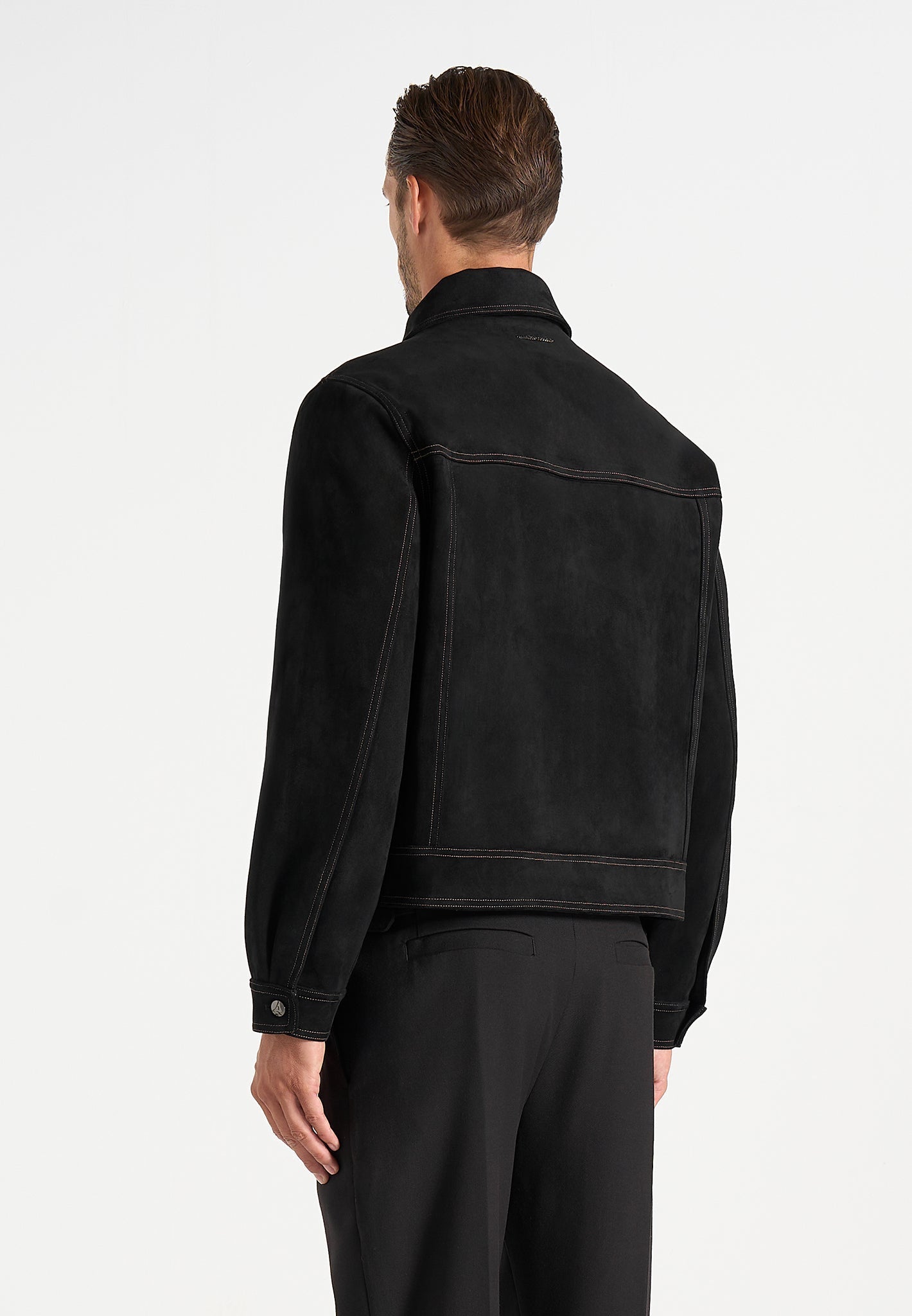 Vince - Suede Contrast Stitch Jacket - Black