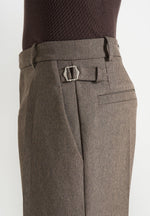Dorian - Relaxed Fit Pleated Textured Tailored Pants - Taupe