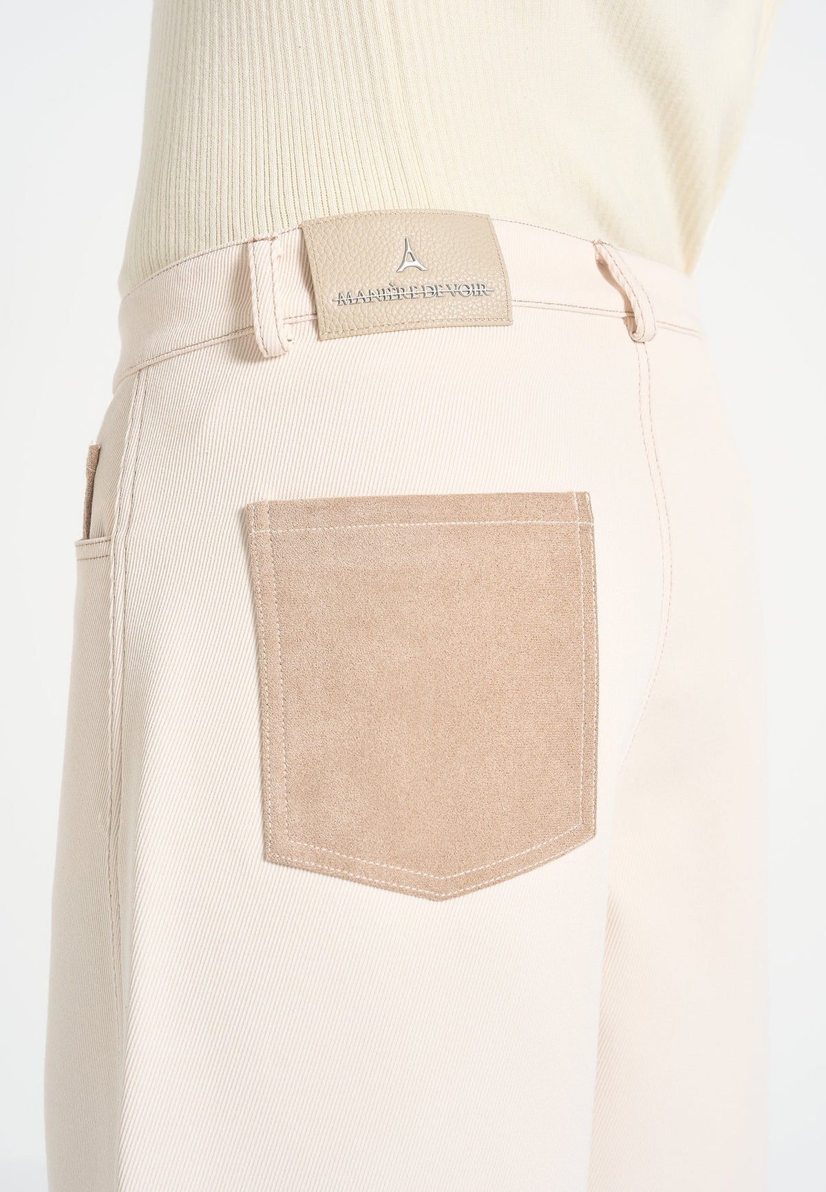 Lazare - Wide Leg Twill Jeans - Cream