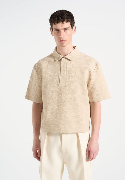 Simon - Boxy Textured Polo Shirt - Beige | Manière De Voir USA