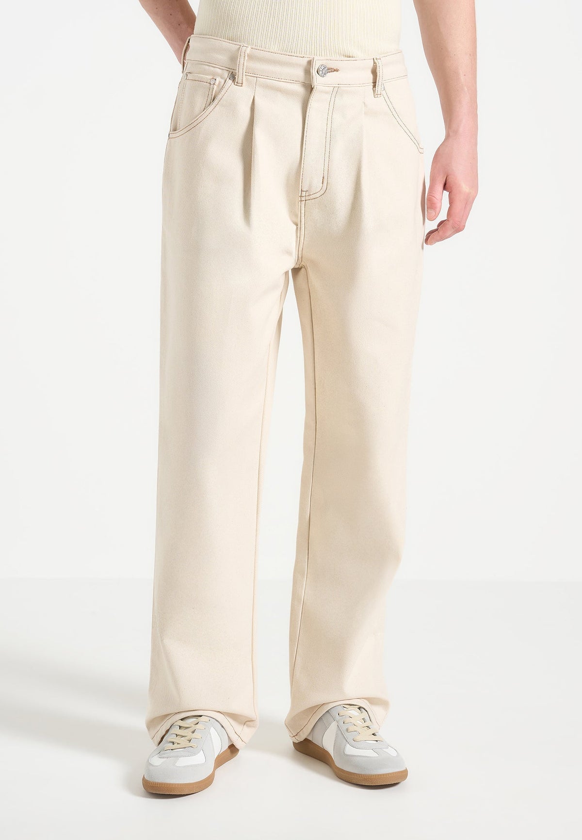 Arnault - Pleated Denim Jeans - Cream