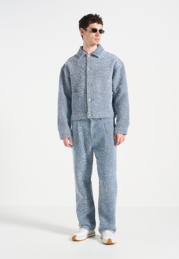 Damien - Boucle Jacket with Back Pleat - Blue