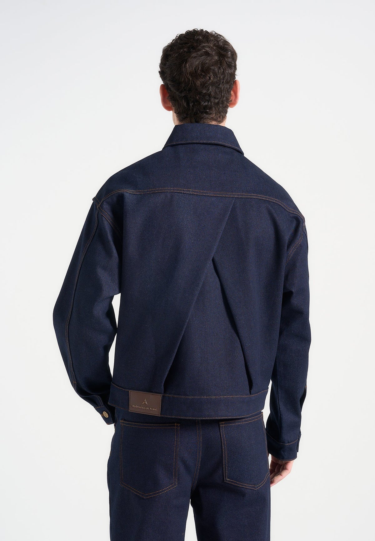 Damien - Denim Jacket with Back Pleat - Indigo