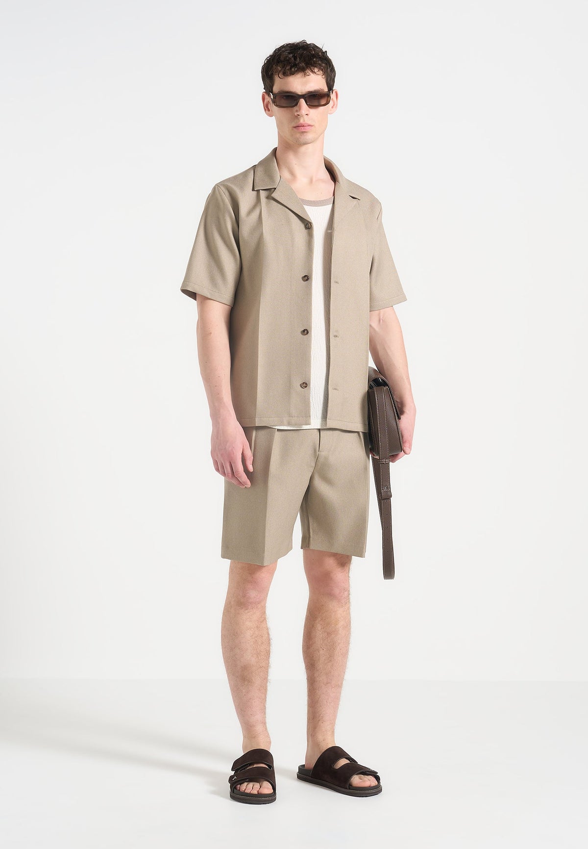 Bertrand - Twin Pleat Tailored Shorts - Beige