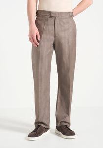 Joseph - Regular Fit Pinstripe Tailored Trousers - Taupe