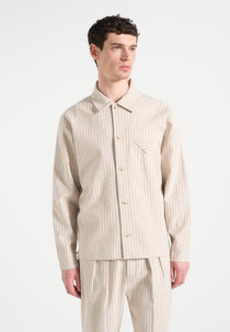 Leo - Pinstripe Overshirt - Beige