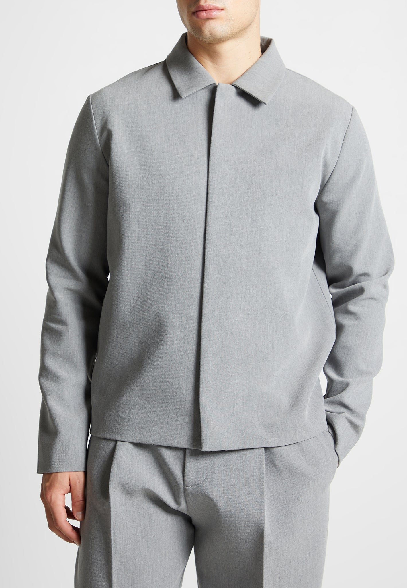 Minimal Boxy Jacket - Light Grey