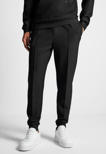Neoprene Tapered Fit Pintuck Joggers - Black