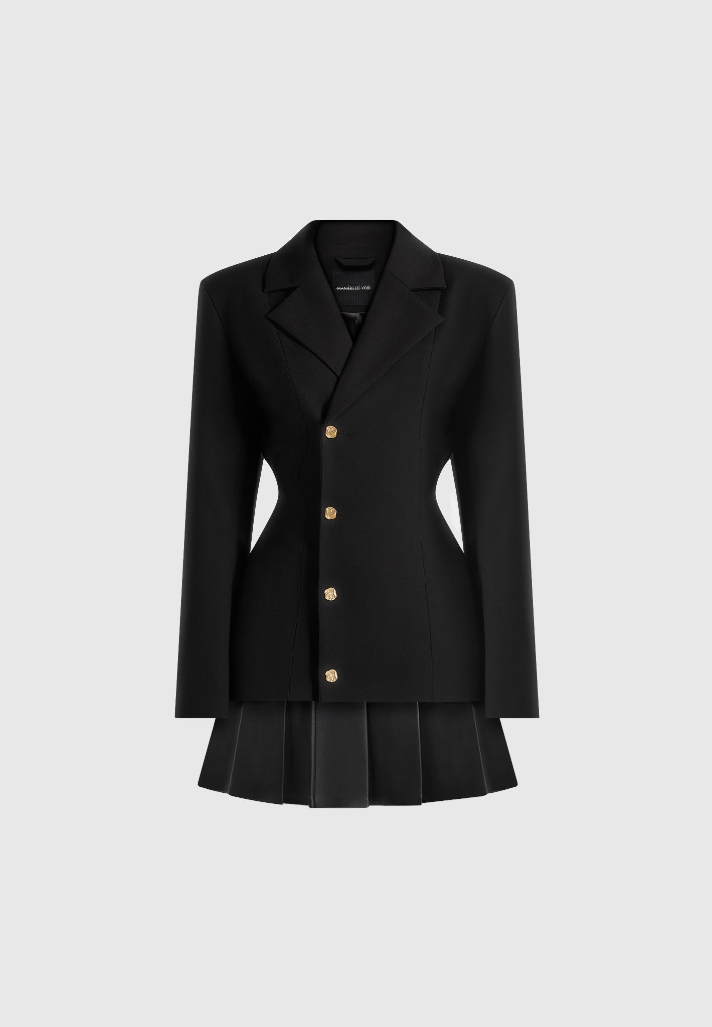 Women's Tailored Cinch Blazer Dress with Pleats - Black - US 2 - Nicole