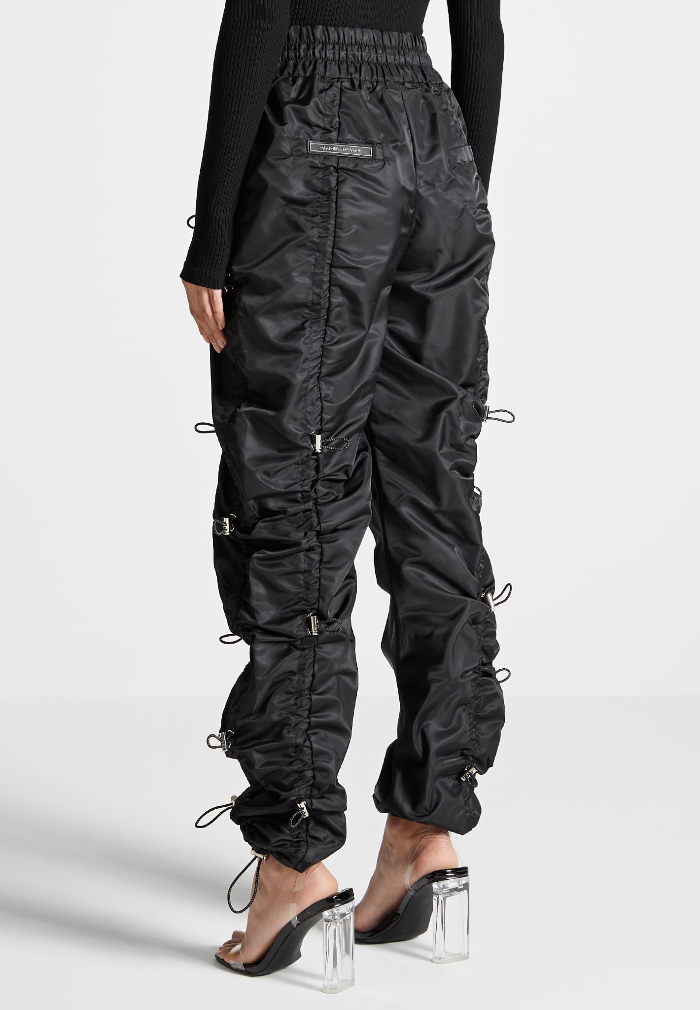 Shop Decibel Quilted Nylon Cargo Pants B300-BLK black