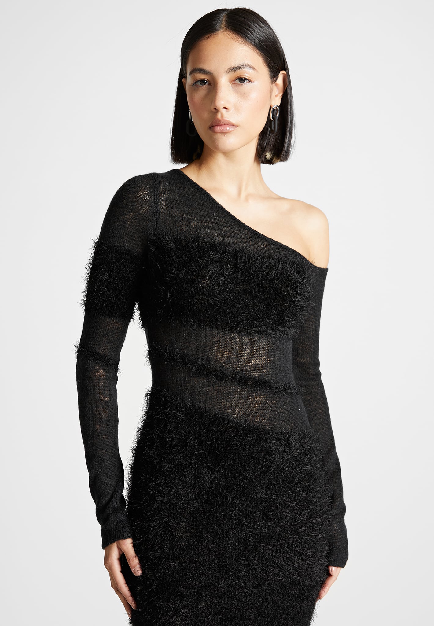 Women's Off Shoulder Knitted Maxi Dress - Black - XS