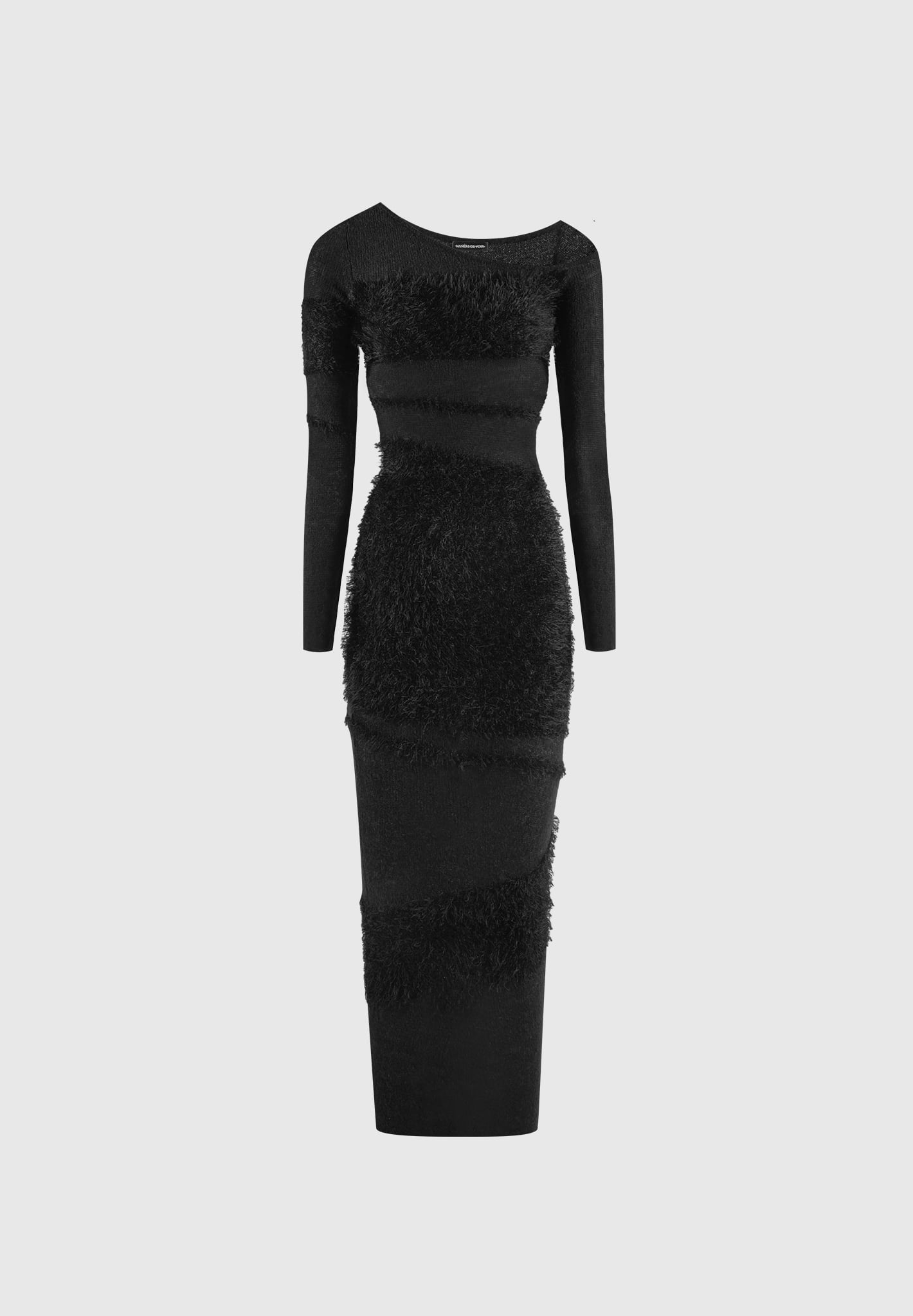 Women's Off Shoulder Knitted Maxi Dress - Black - XS