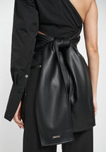 one-sleeve-vegan-leather-wrap-top-black