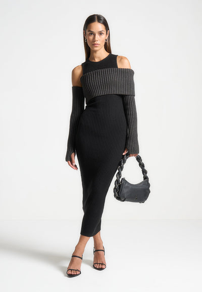 overlay-knitted-midi-dress-black-grey