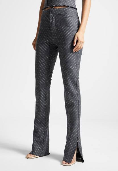 ASOS DESIGN jersey 90s festival V waist flare pant in glitter pinstripe -  part of a set - ShopStyle