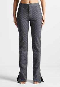 Pinstripe Mini Flared Pants - Grey