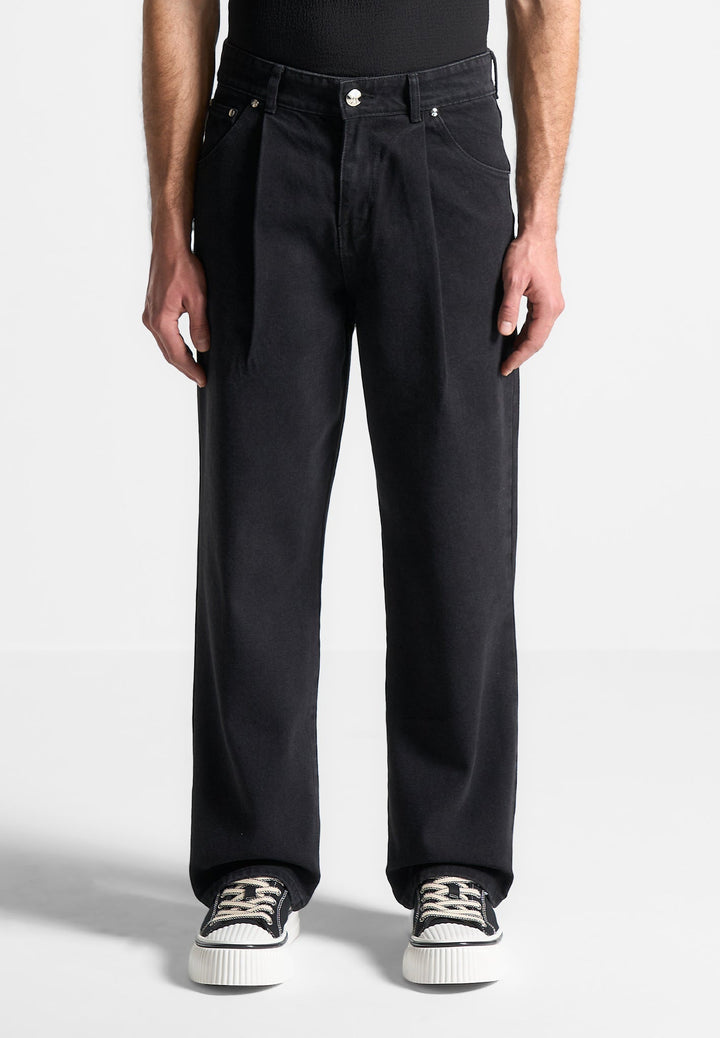 Charcoal Grey High-Rise Pleated Pants Design by Beejoliyo Men at