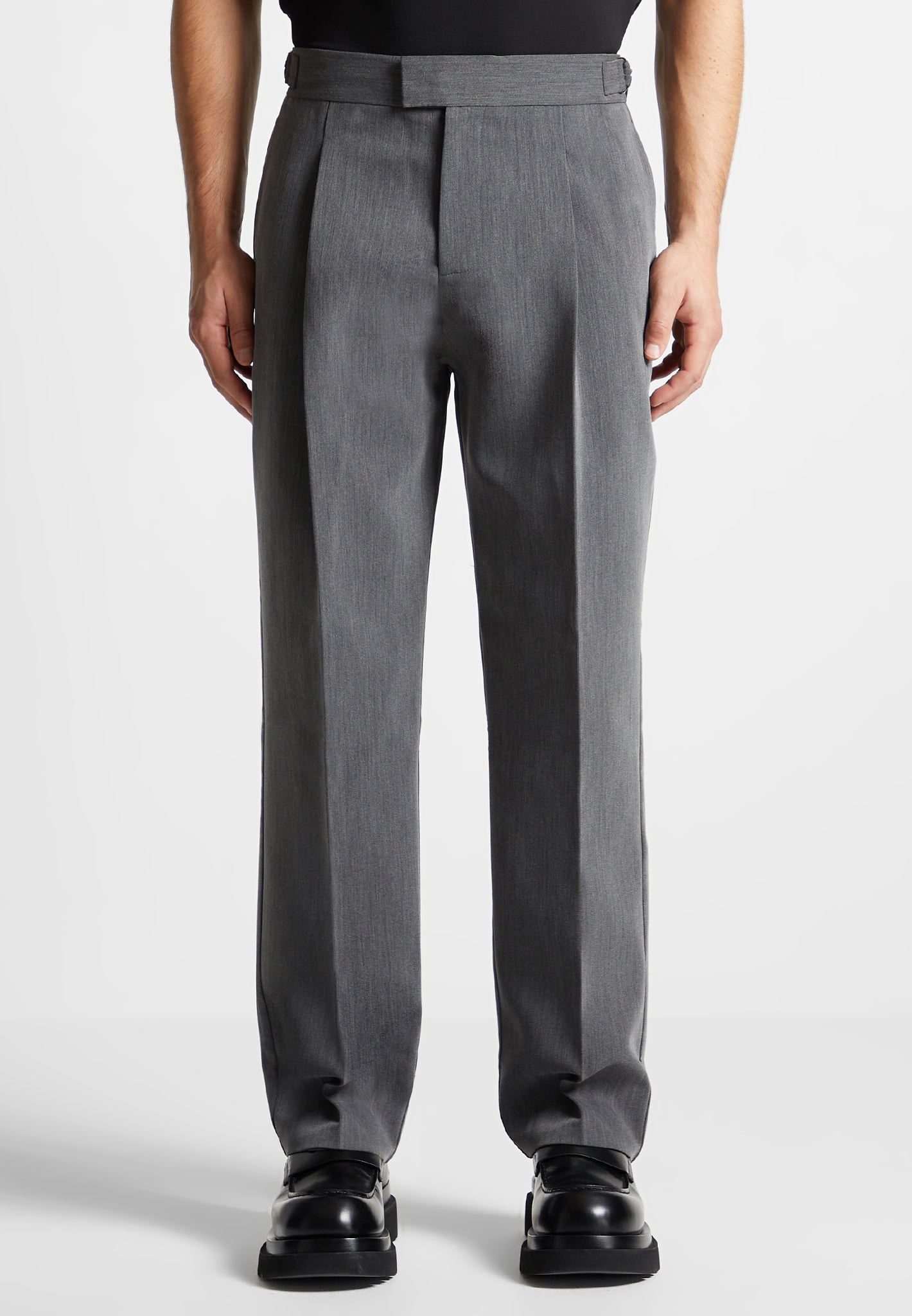 Gibson London | Navy Pleated Suit Trousers | Suit Direct