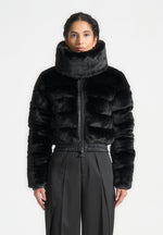 plush-ribbed-jacket-with-scarf-black