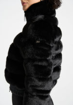 plush-ribbed-jacket-with-scarf-black