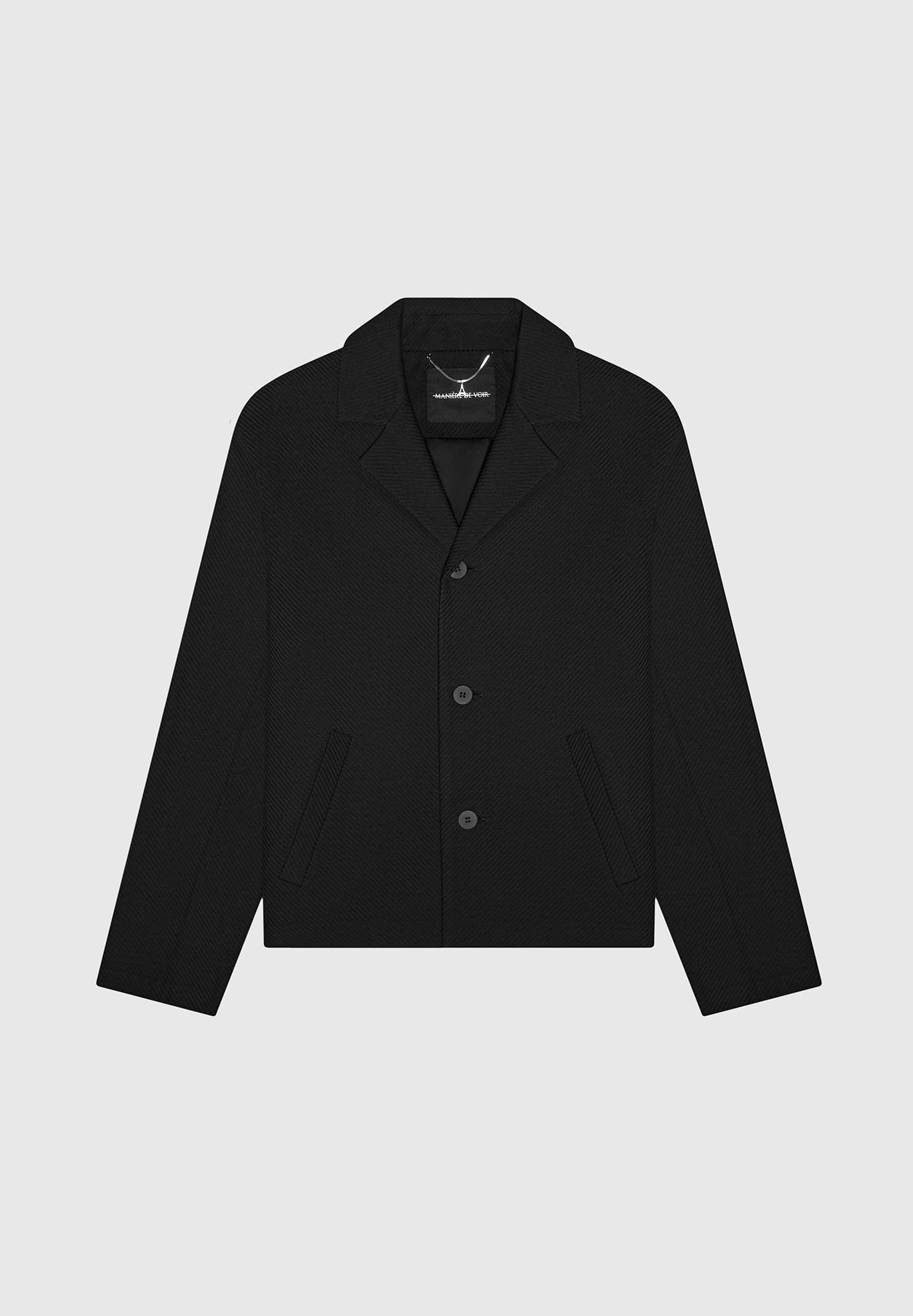 Revere Collar Twill Jacket - Black