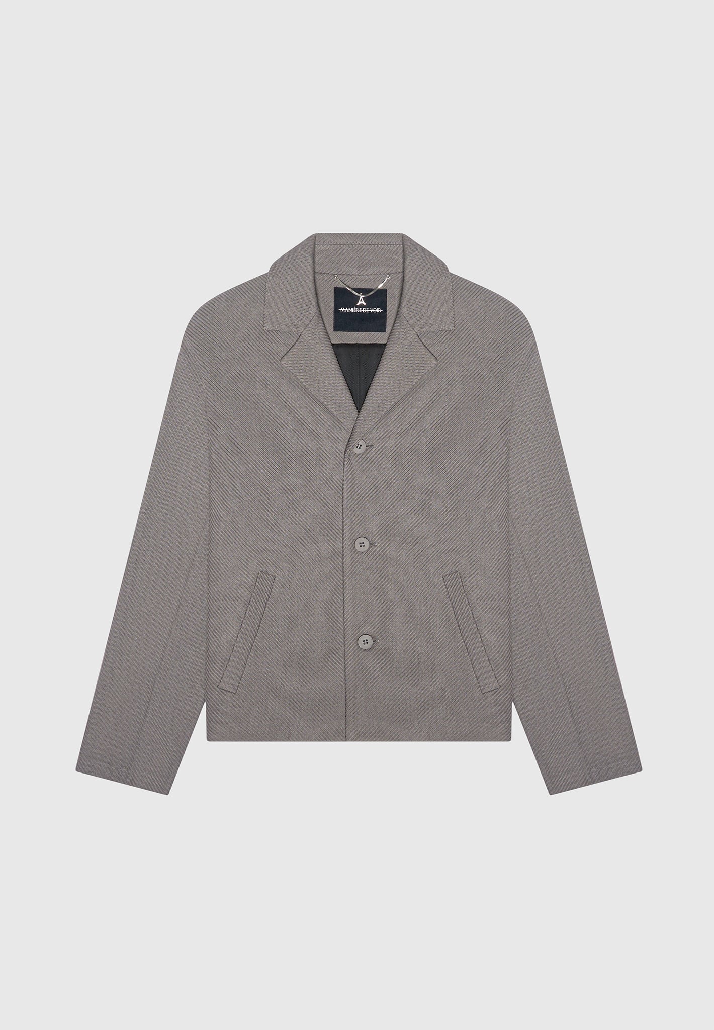 Revere Collar Twill Jacket - Grey