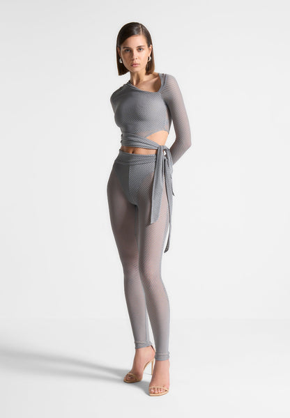 RibbedSheerLeggingswithTie-