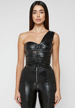 ruched-vegan-leather-bodysuit-black