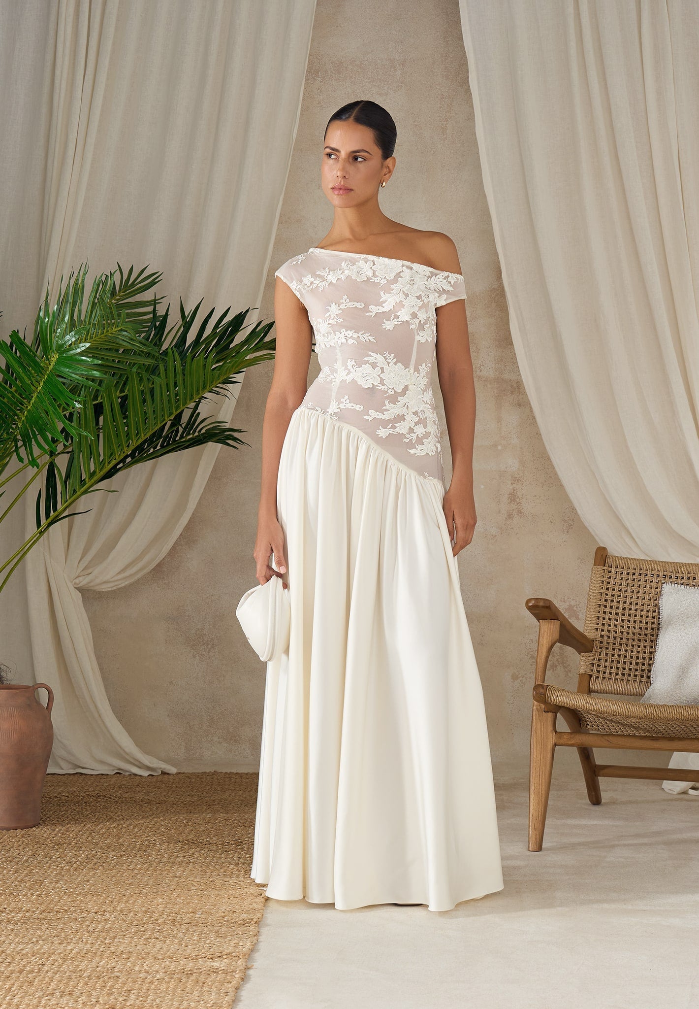 Alanna - Off Shoulder Fit and Flare Maxi Dress