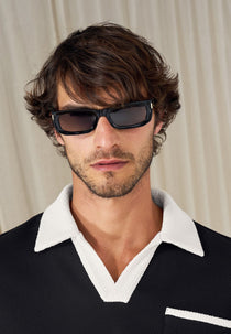 Milan - Curved-Frame Sunglasses - Black