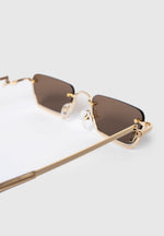 Sacha - Rectangular Frameless Sunglasses - Gold
