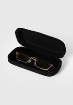 Sacha - Rectangular Frameless Sunglasses - Gold