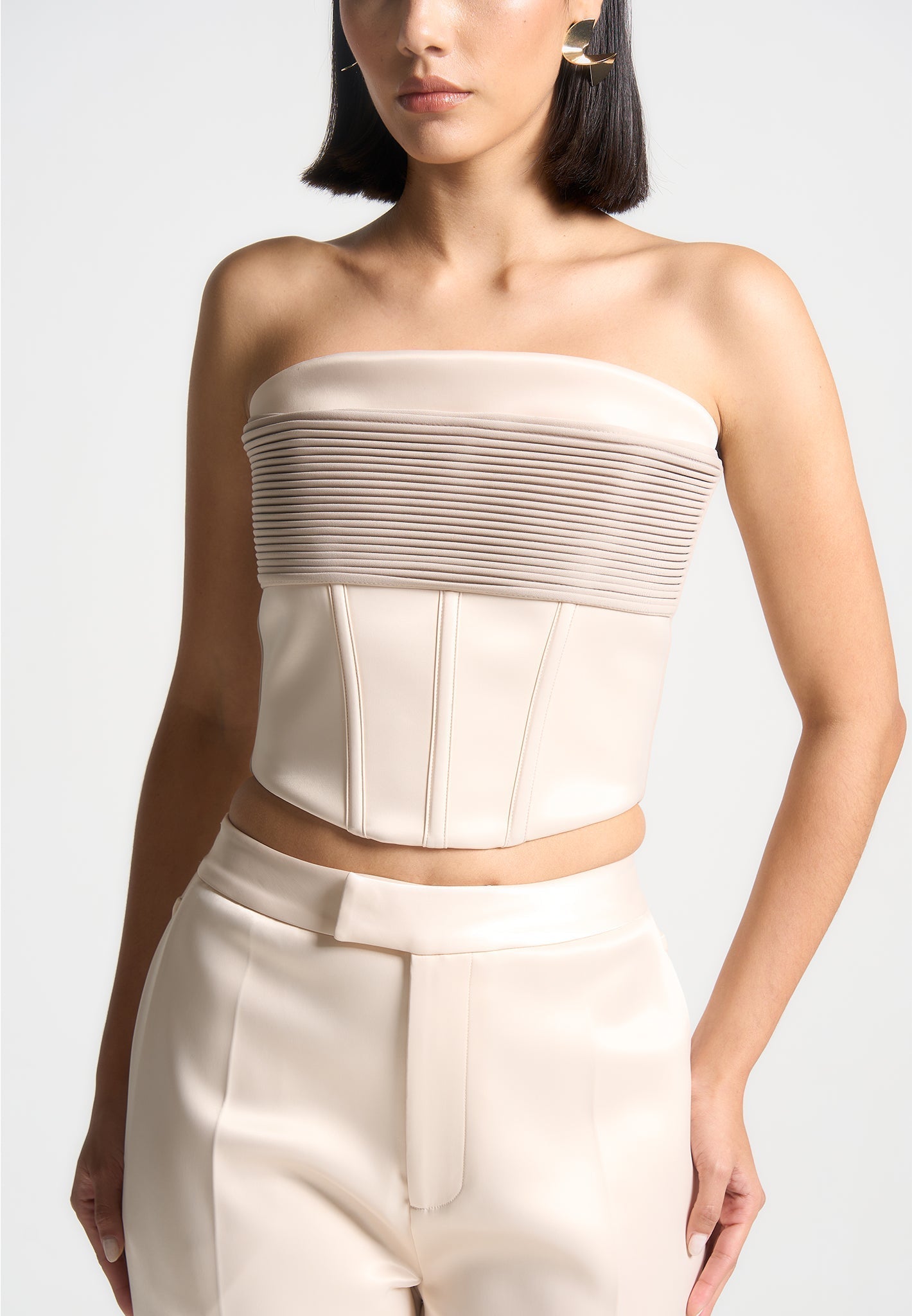 SatinPintuckBandeauCorsetTop-