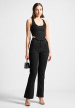 scattered-rhinestone-mini-flare-jeans-washed-black