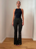 Ambre - Lace Up Flared Pants - Olive